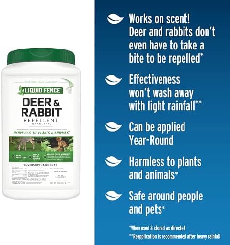 Liquid Fence Deer And Rabbit Repellent Granular 2 Pounds, Apply Year-Round
