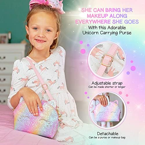 Kids Real Makeup Kit with Unicorn Purse Non Toxic Washable Make Up Set