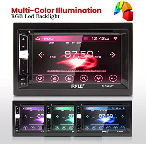 Pyle Double Din DVD Car Stereo Player Bluetooth in-Dash Car Stereo Touch Screen Receiver w/ USB/SD, MP3, CD Player, AM FM Radio