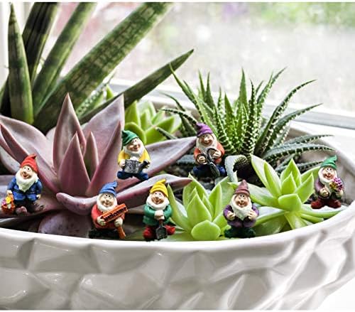 Fairy Garden Accessories Mini Gnome Resin Figurines Set 7Pcs