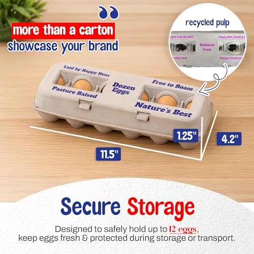 MT Products Blank Natural Pulp Egg Cartons Holds Up to Twelve Eggs 11.50" x 4.2" x 1.25" - Perfect for Chicken Farm (Pack of 15) - Made in the USA