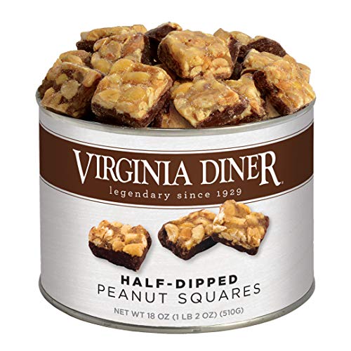 Virginia Diner Old-Fashioned Peanut Squares Candy, Virginia Peanuts -18oz Tin