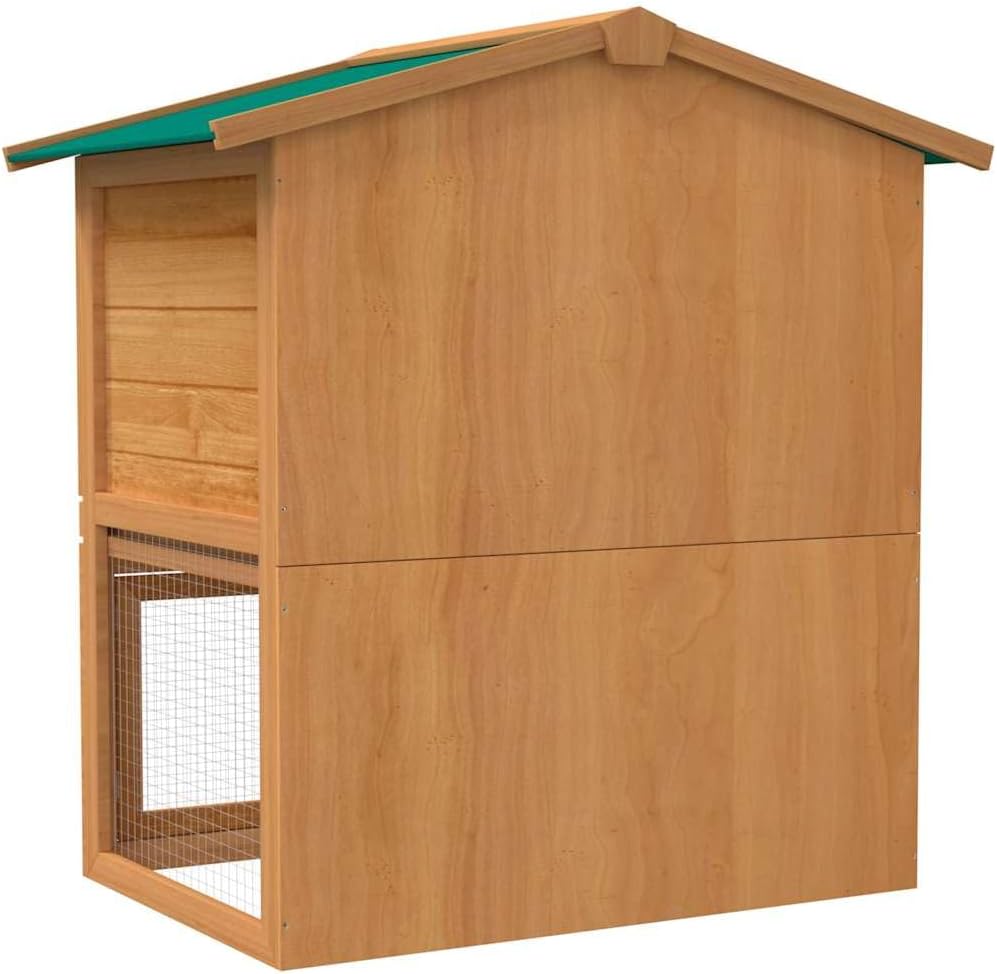 vidaXL Outdoor Rabbit Hutch, 2-Layer Pet Cage with 3 Doors, Wood-Constructed Animal House