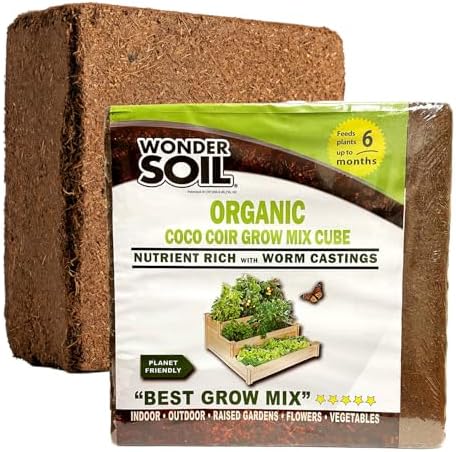 | (72 Quarts) The Only Ready to Plant Compressed Coco Coir Fully Loaded with Nutrients | Organic Coco Coir Brick/Block | 10 LBS Block Expands to 72