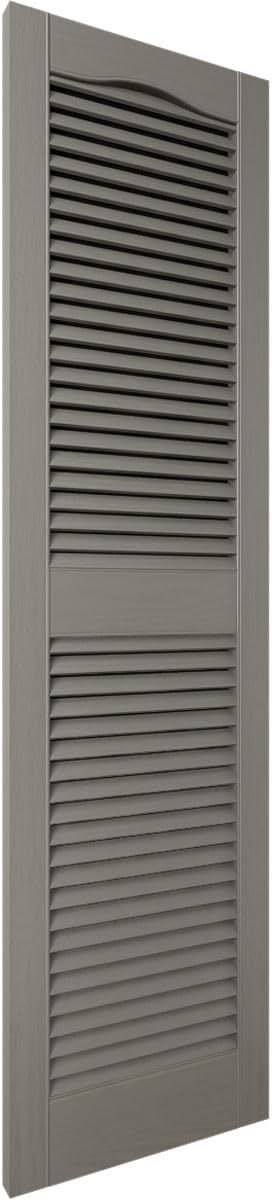 Ekena Millwork Lifetime Vinyl LL1S12X03600BL Standard Cathedral Top Center Mullion, Open Louver Vinyl Shutters, w/Installation Shutter-Lok's & Matching Screws (Per Pair), 12"W x 36"H, Black