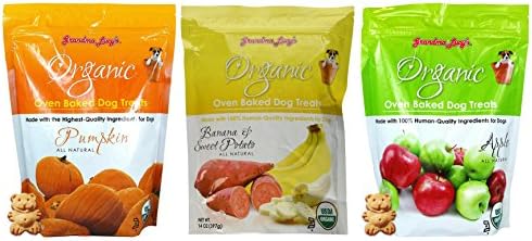Grandma Lucy's Oven Baked Dog Treat Variety Pack: 1-Pumpkin, 1-Banana and Sweet Potato, 1-Apple