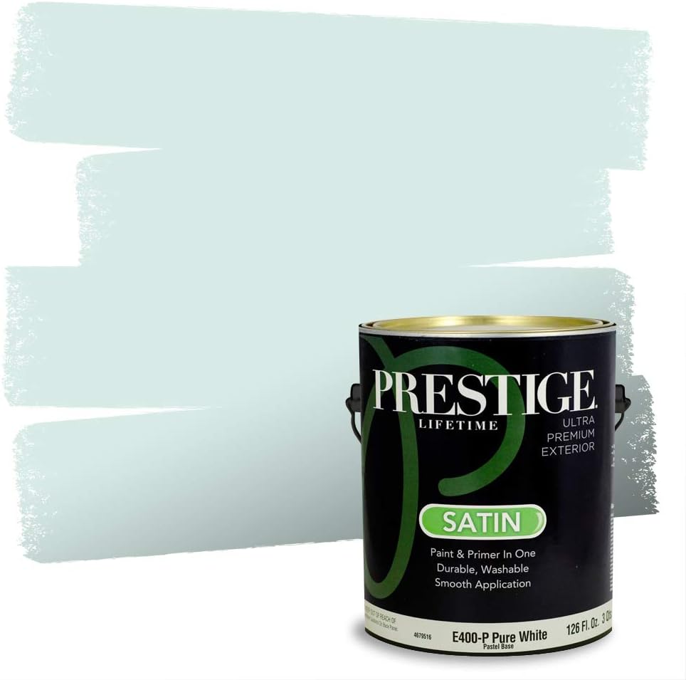 PRESTIGE Paints E100-T-SW6241 Exterior Paint and Primer in One, 1-Gallon, Flat, Comparable Match of Sherwin Williams Aleutian, 1 Gallon, SW18-Aleutian