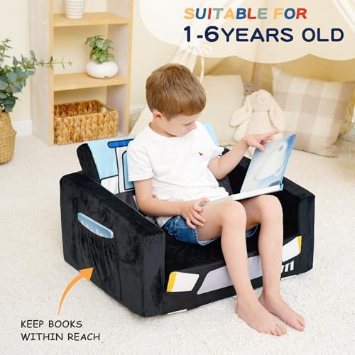 MallBest Kids Sofas Children's Sofa Bed Baby's Upholstered Couch Sleepover Chair Flipout Open Recliner(Red/Fire Truck)
