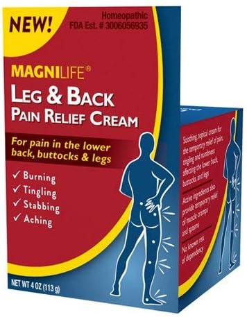 MagniLife Leg & Back Pain Relief Cream (4 oz), Topical Support for Leg Pain & Lower Back Discomfort, Fast Absorbing, No Residue, Mild Scent, Massage-in Formula
