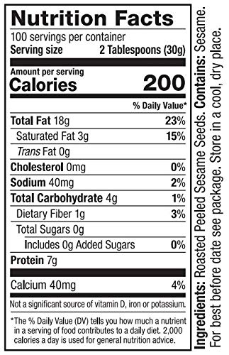 Mighty Sesame Co. Classic Bulk Size 100% Pure Tahini, (6.6 lb Pail) Just One Ingredient, Gluten Free, Vegan, Non GMO, Keto Friendly, Kosher, Halal