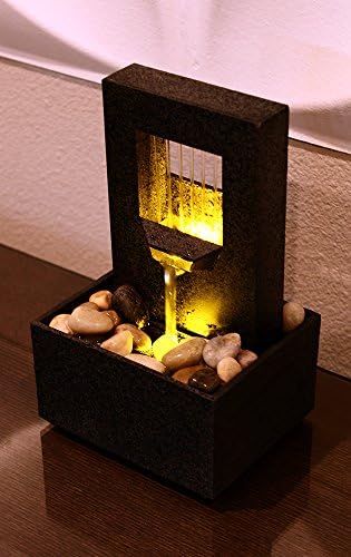 Nature's Mark Raining Spout LED Relaxation Water Fountain with Authentic River Rocks