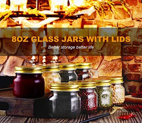 Rainforce Mason Jars 8 oz 30 Pack Small Glass Caning Jars with Silver Lids