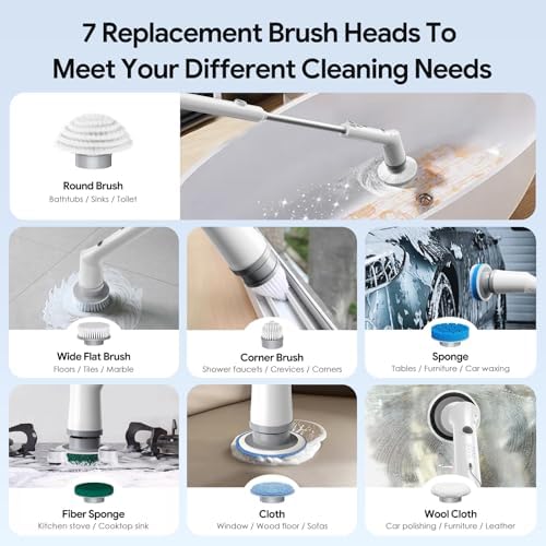 Sorpci Electric Spin Scrubber, 2026 New Cordless Cleaning Brush, Shower Cleaning Brush with 7 Replaceable Brush Heads