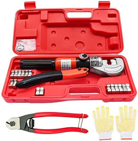 CKE Upgraded Hydraulic Crimping Tool/Hydraulic Crimper for 1/8" 5/32" 3/16" Stainless Steel Cable Railing Fittings Hardware