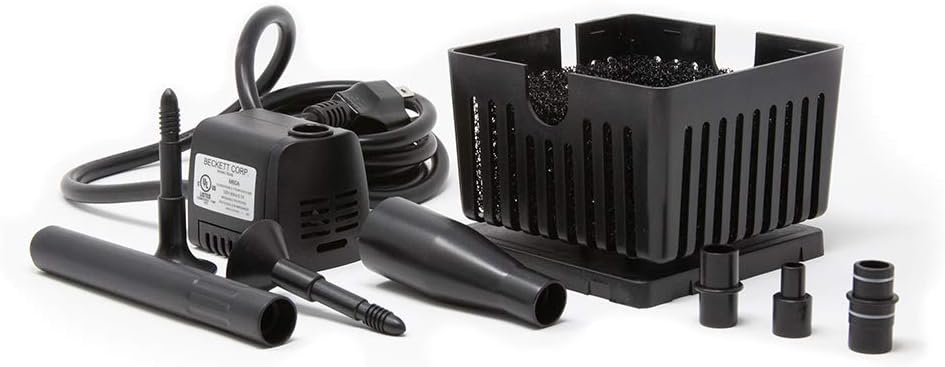 Beckett Corporation CGFK60 7207210 120 GPH 5 Watt Container Fountain Pump Kit for Patio Ponds, Container Fountains, Indoor and Outdoor Fountains