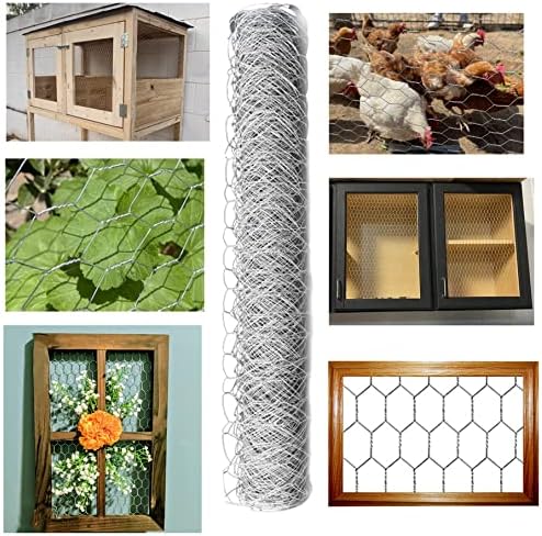 Galvanized Poultry Wire Netting 2" Hexagonal Mesh Wire Fence Suit for Family Craft Projects Chicken Netting Garden Fencing Backyard Fencing (4ft x