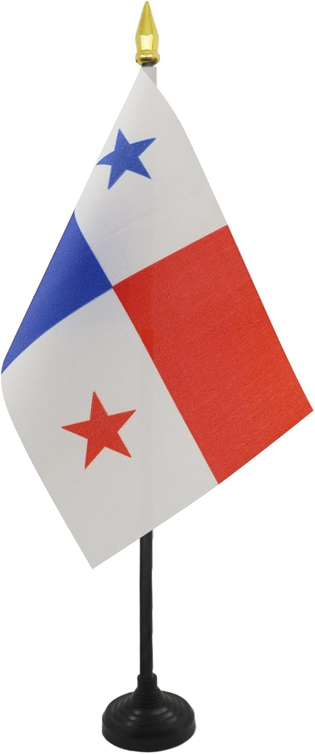 AZ FLAG Nicaragua Table Flag 4x6 in 100D Polyester Plastic Base | Indoor use Nicaraguan 15x10 cm desk flag stitched finish with reinforced edges with plastic pole and gold finial