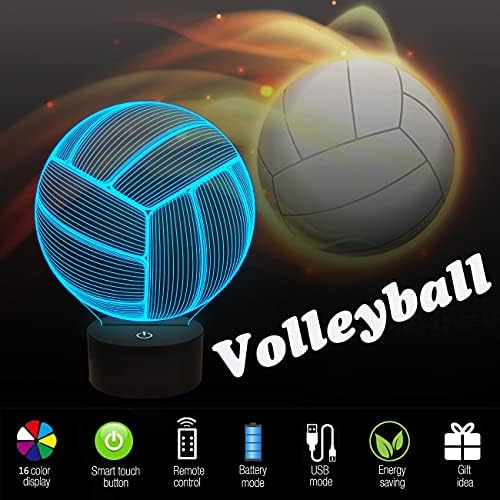 FULLOSUN Volleyball 3D Night Light, Sport Mood Illusion Lamp for Kids with Remote Control 16 Colors Changing
