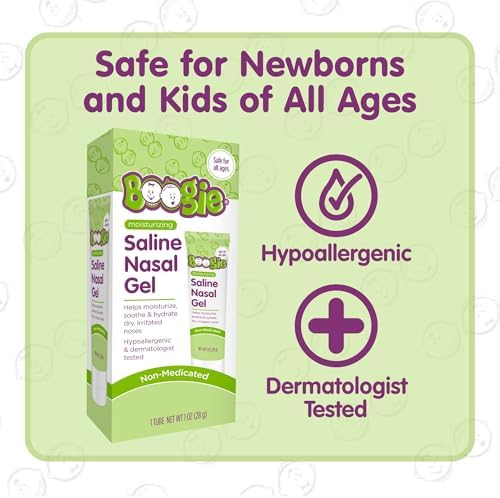 Boogie Moisturizing Saline Nasal Gel for Babies & Kids - 1 oz (3 Pack) | Fragrance Free - Drug-Free Formula - Made with Aloe and Natural Saline - Soothes and Hydrates Dry or Irritated Noses