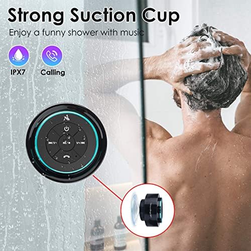 XLEADER, Upgraded, Pro Shower Speaker, Certified IPX7 Waterproof Bluetooth Speaker, with Suction Cup, Silicone Lanyard, 8W Crystal Sound&Rich Bass