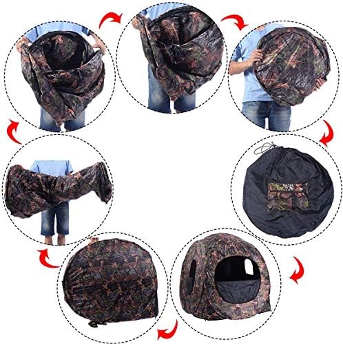 GYMAX Hunting Blind, 3 Persons Pop Up Ground Blind with Hub System, Carry Bag for Deer & Turkey