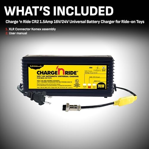 Schumacher Electric Charge 'n Ride Universal Battery Charger and Maintainer for Ride-on Toys, CR1, 2-in-1, Fully Automatic, 3 Amps, 6 Volt, 12 Volt, Use with MotionTrendz, Power Wheels, and Peg Pergo