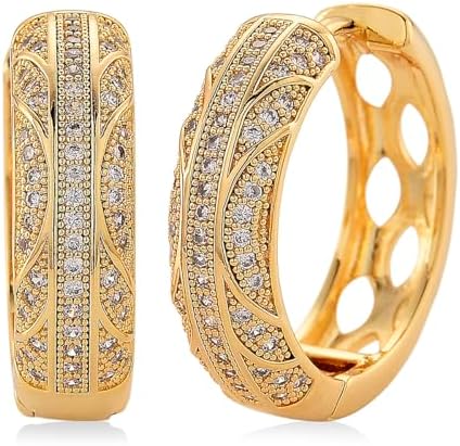 Cubic Zirconia Hoop Earrings in Goldtone