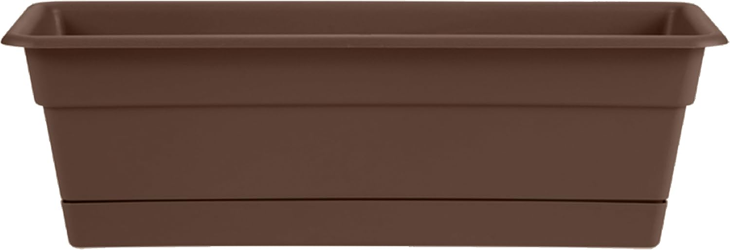 Bloem Dura Cotta Window Box Planter: 24" - Terra Cotta - with Tray, Weatherproof Resin Box, Removable Tray for Indoor & Outdoor Use, Gardening, 3 Gallon Capacity