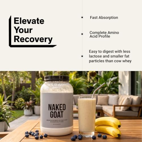 NAKED Goat - Pasture Fed Goat Whey Protein Powder from Small-Herd Wisconsin Dairies, 2Lb Bulk, GMO Free, Soy Free. Easy to Digest - All Natural - 23 Grams of Protein - 30 Servings