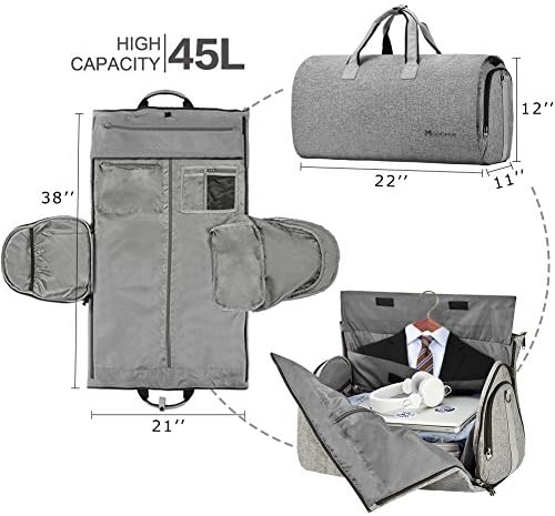 Garment Bags for Travel, 45L Carry on Convertible Garment Duffle bag