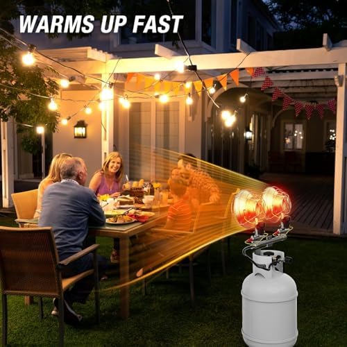 30000 BTU Propane Heater Outdoor, Double Tank Top Cordless Radiant Gas Heater, Tip-Over Protection, Safety Shut-off Valve for Patio, Camping, Fishing