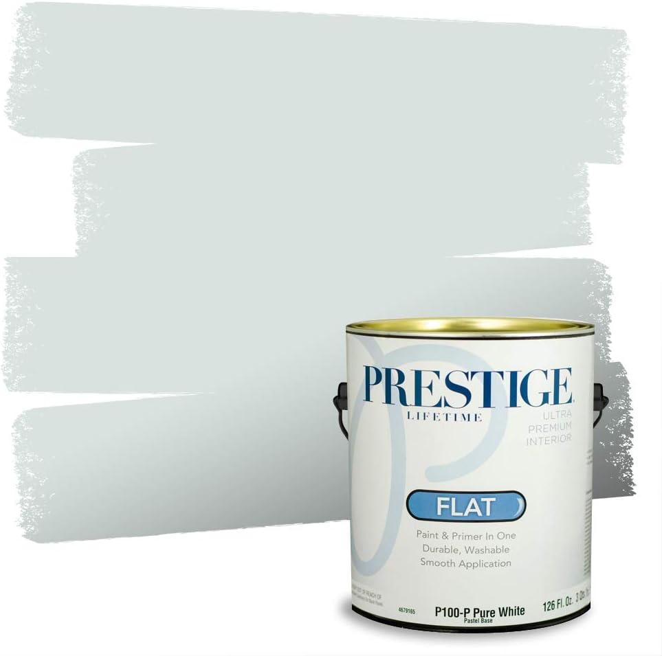 PRESTIGE Paints E100-T-SW6241 Exterior Paint and Primer in One, 1-Gallon, Flat, Comparable Match of Sherwin Williams Aleutian, 1 Gallon, SW18-Aleutian