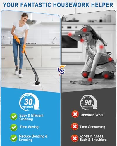 Electric Spin Scrubber, [IPX7 Waterproof] Bathroom Scrubber Electric | 7 Brush Heads, 2 Speed