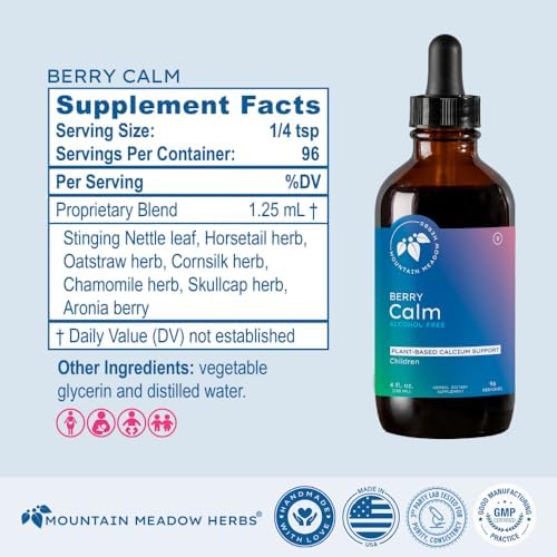 Mountain Meadow Herbs Herbal Calcium – Vegan Liquid Calcium Supplement for Bone & Teeth Support, High Absorption Plant-Based Formula for Adults & Kids - 2 oz