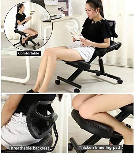APOE Ergonomic Kneeling Chair with Back Support, Posture Correction Knee Chair for Home Office with Adjustable Height Cushion