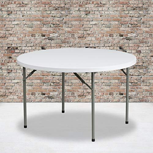 Flash Furniture 5' Round All-Occasion Plastic Folding Event Table for Parties and Trade Shows, Folding Banquet Table for Indoor/Outdoor Events, White