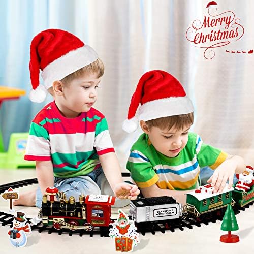 Toyvian Christmas Railway Train Set with 47.2" Railway Track & 4 Cars Lights and Sounds Railway