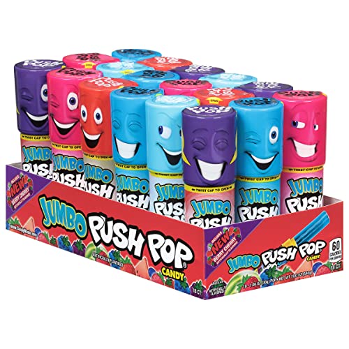 Push Pop Jumbo Individually Wrapped Bulk Lollipop Variety Party Pack | 18 Jumbo Lollipop Suckers in Assorted Fruity Flavors - Fun Candy for