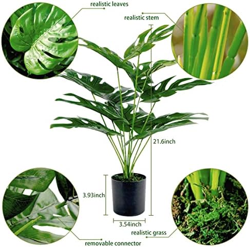 Toopify 19" Artificial Monstera Plant, Fake Plants for Indoor Outdoor Decor