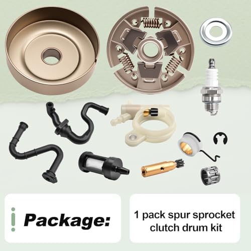 .325" 7T Spur Sprocket Clutch Drum Kit with Oil Pump Fuel Filter Oil Hose Line Worm Gear Spark Plug Compatible with Stihl MS231 MS231C MS251 MS251C