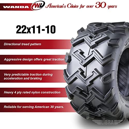 WANDA 2 New ATV UTV Tires 22X11-10 22x11x10 4PR P306-10285