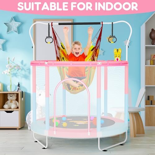 VGMiu 60" Trampoline for Kids, Toddler Trampoline Indoor with Net, Age 3-8