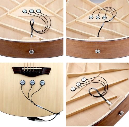 Donner Acoustic Guitar Pickup, Guitar Pickups Passive Mahogany Soundhole Pickup with Humbucker Volume Tone Control