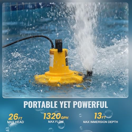 Cordless Submersible Sump Pump Compatible with Dewalt 20V/60V MAX Battery | Tool Only