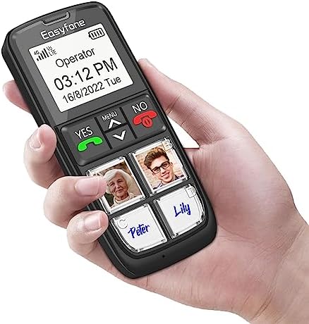 Easyfone Prime-T6 4G Picture Button Cell Phone for Seniors | Easy-to-use | Clear Sound | SOS Button | Easy Charging Dock | SIM Card Included