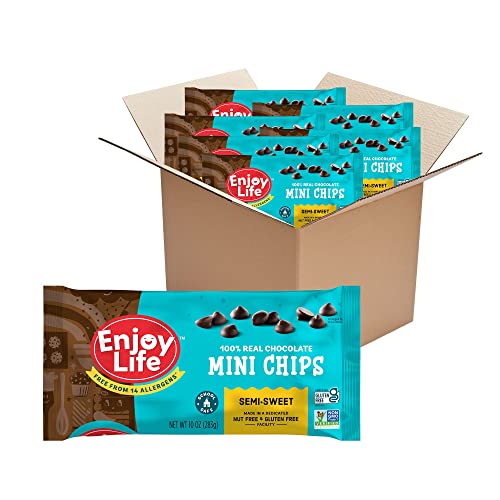 Enjoy Life Semi-Sweet Mini Chocolate Chips, Baking Chocolate Chips Bundle, Vegan, Dairy Free, Gluten Free, Nut Free, Kosher, Soy Free Allergy Friendly