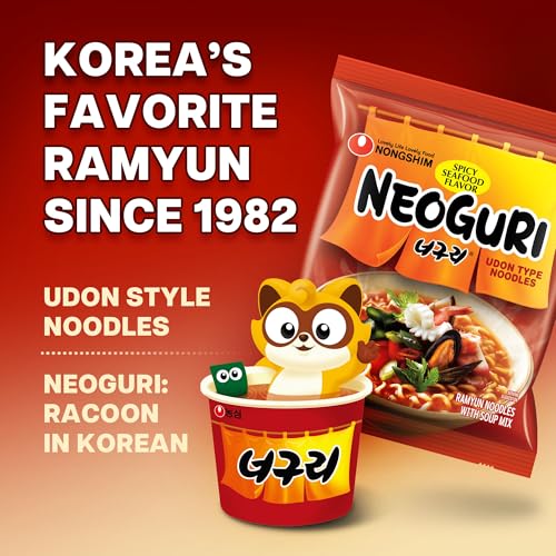 Nongshim Neoguri Spicy Seafood with Udon-Style Noodle, 4.2 Ounce (Pack of 10)