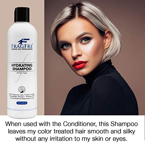 Hydrating Sensitive Skin Shampoo 12 oz - Sulfate-Free, Fragrance-Free, Paraben-Free, Color-Safe, Hypoallergenic, Mild Hair Cleanser - Gluten-Free, Vegan, Cruelty-Free, With Natural Cucumber
