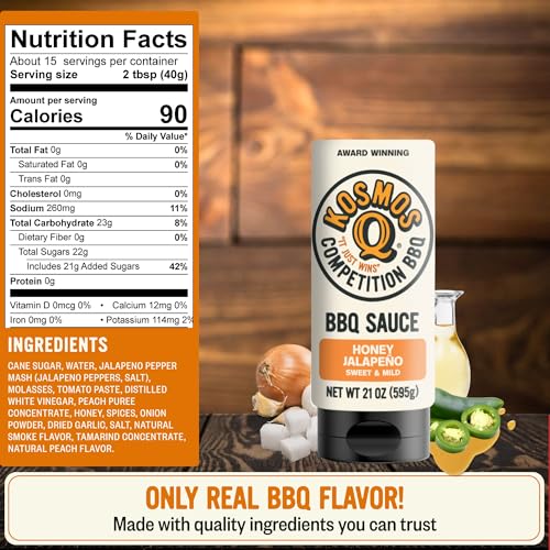 Kosmos Q Sweet Apple Chipotle BBQ Sauce, Tangy Natural Barbecue Sauce with Real Apples & Spicy Chipotle Peppers, Sweet & Spicy Glaze for Pork, Chicken, Ribs & More, Gluten Free, 15.5 Oz Bottle