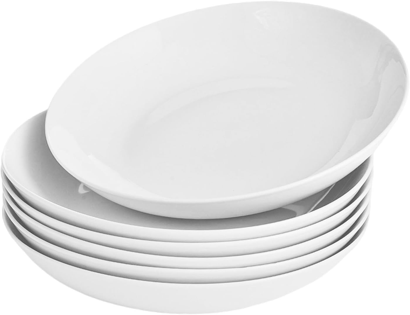 Miicol White Pasta Bowls 28 oz, Ceramic Salad Bowls Set of 6, Wide and Shallow Serving Bowl 8.25 inch, Large Pasta Plates, Serving Dish for Soup